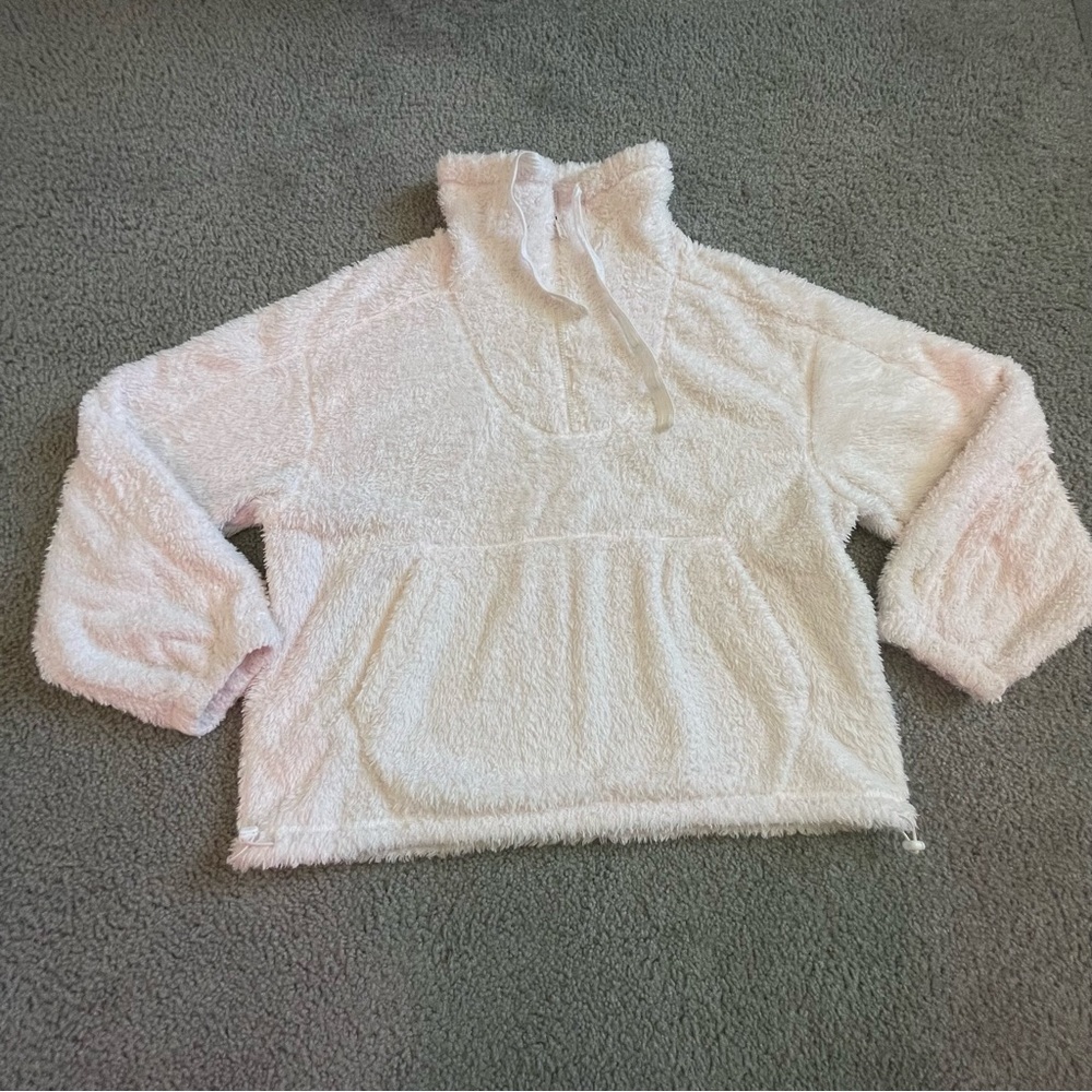 Fuzzy Sweatshirt from Free People with ¾ Zip | Medium